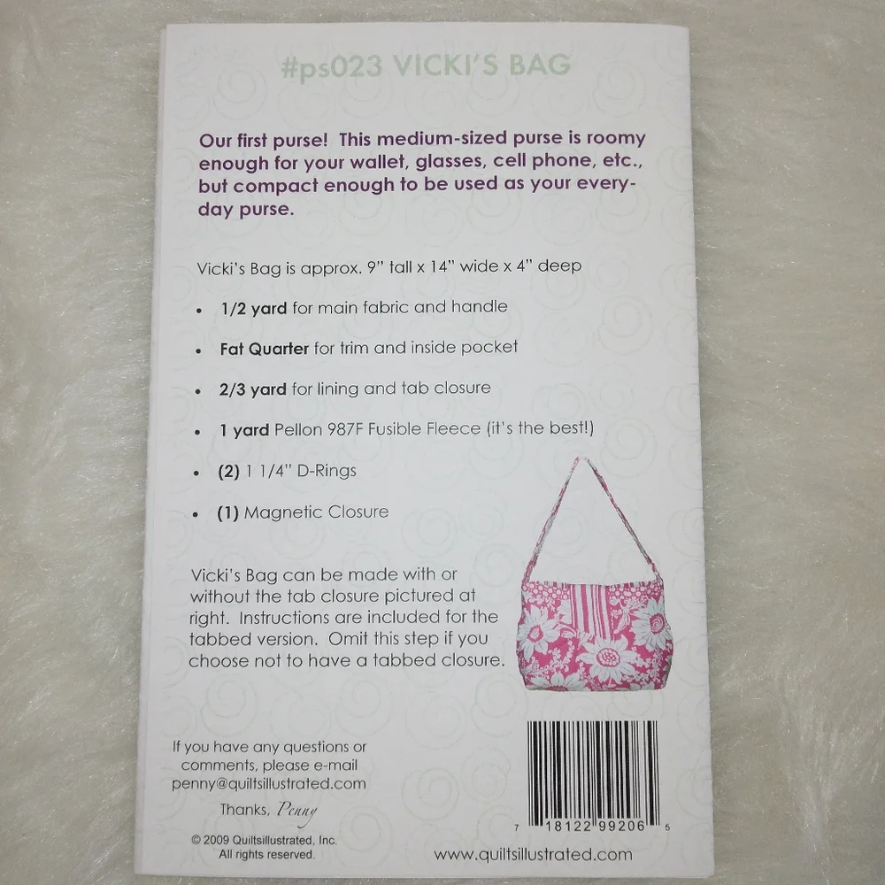 Quilts Illustrated PS023 Vicky's Bag